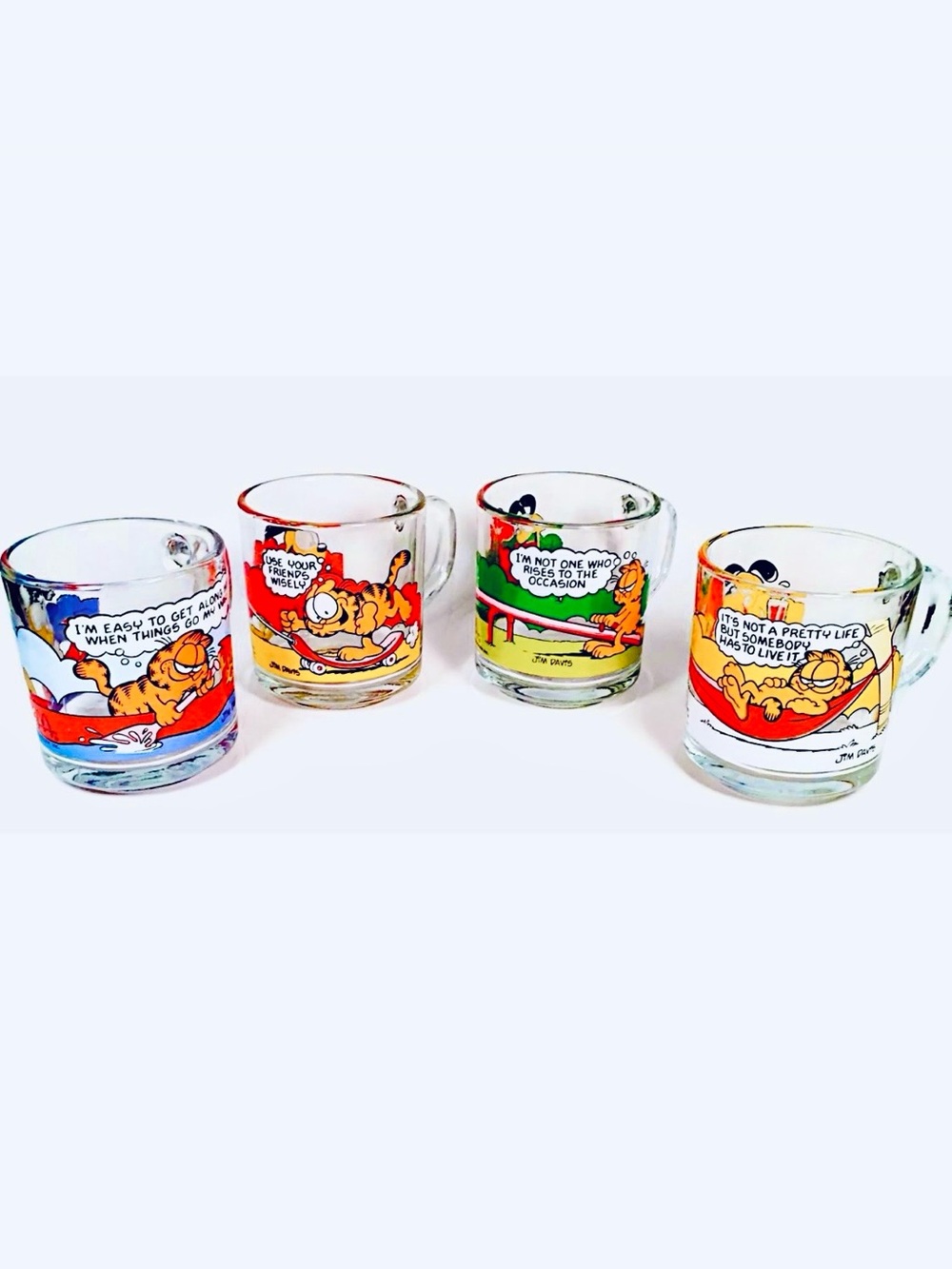 Gift of Garfield 4 Glass McDonalds Gift Set - Multicolor Cartoon Design Vintage